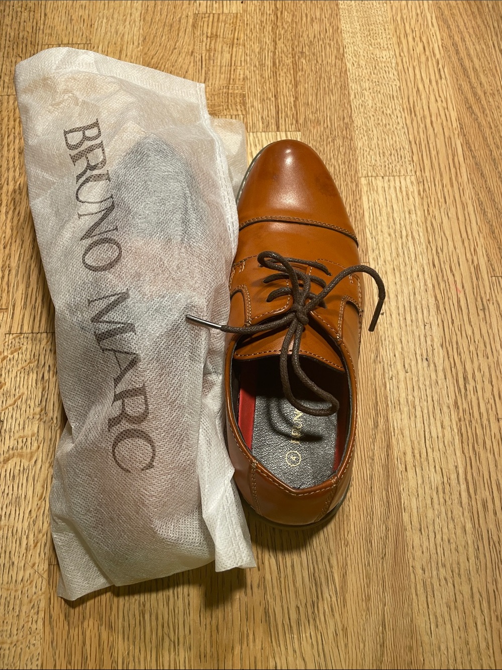 Boy’s Tan Leather Cap-Toe Oxford